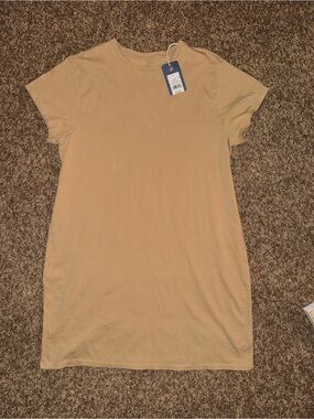 Target Women’s Short Sleeve T-Shirt Dress - Beige/Tan